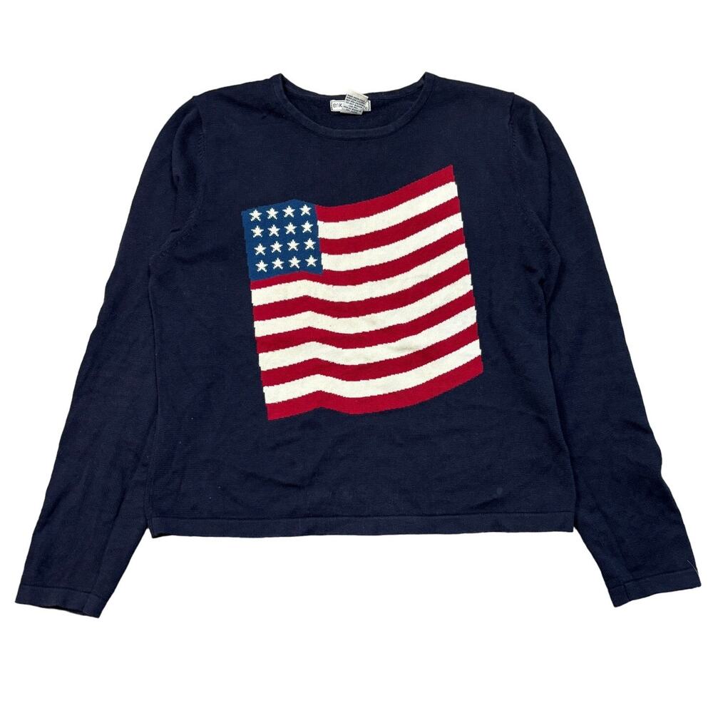 Erik Stewart USA Flag Knit Sweater Women's Large Casual